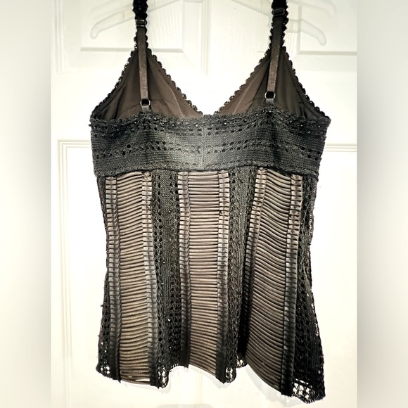 Crochet beaded embellished black tank top - Picture 2 of 5